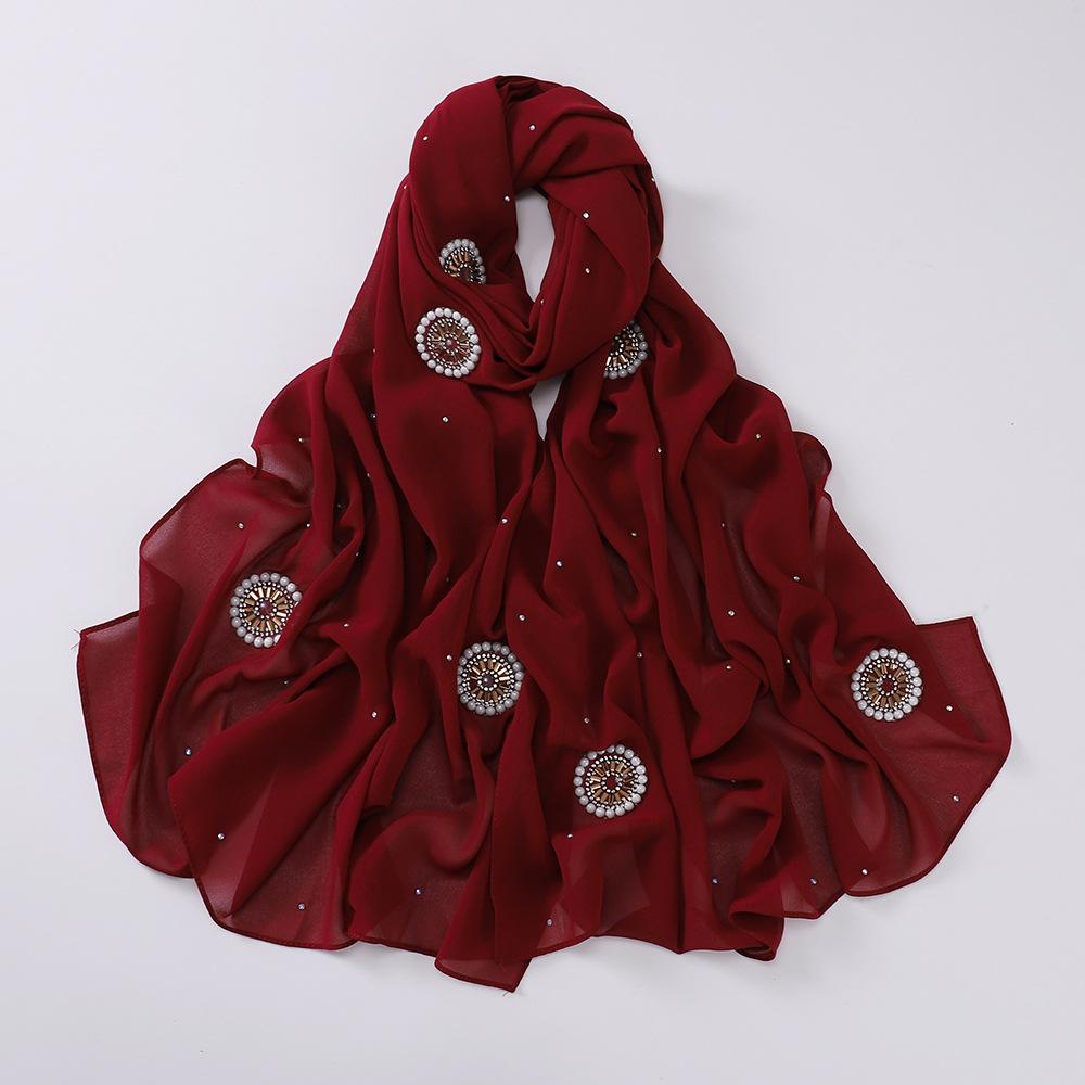 HAYA HA1126 Pearl Chiffon Baotou Scarf