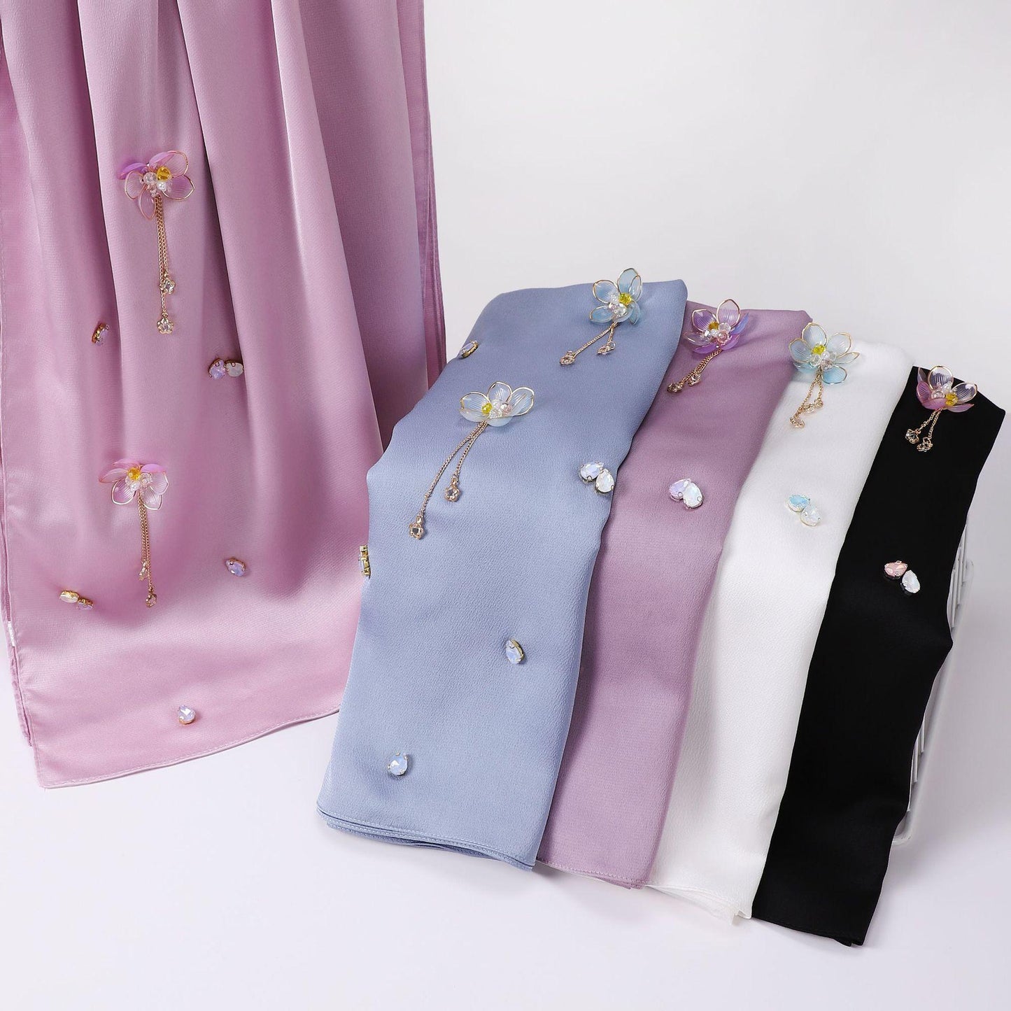HAYA HA1115 Chiffon Handsewn Flower Headband Hijab