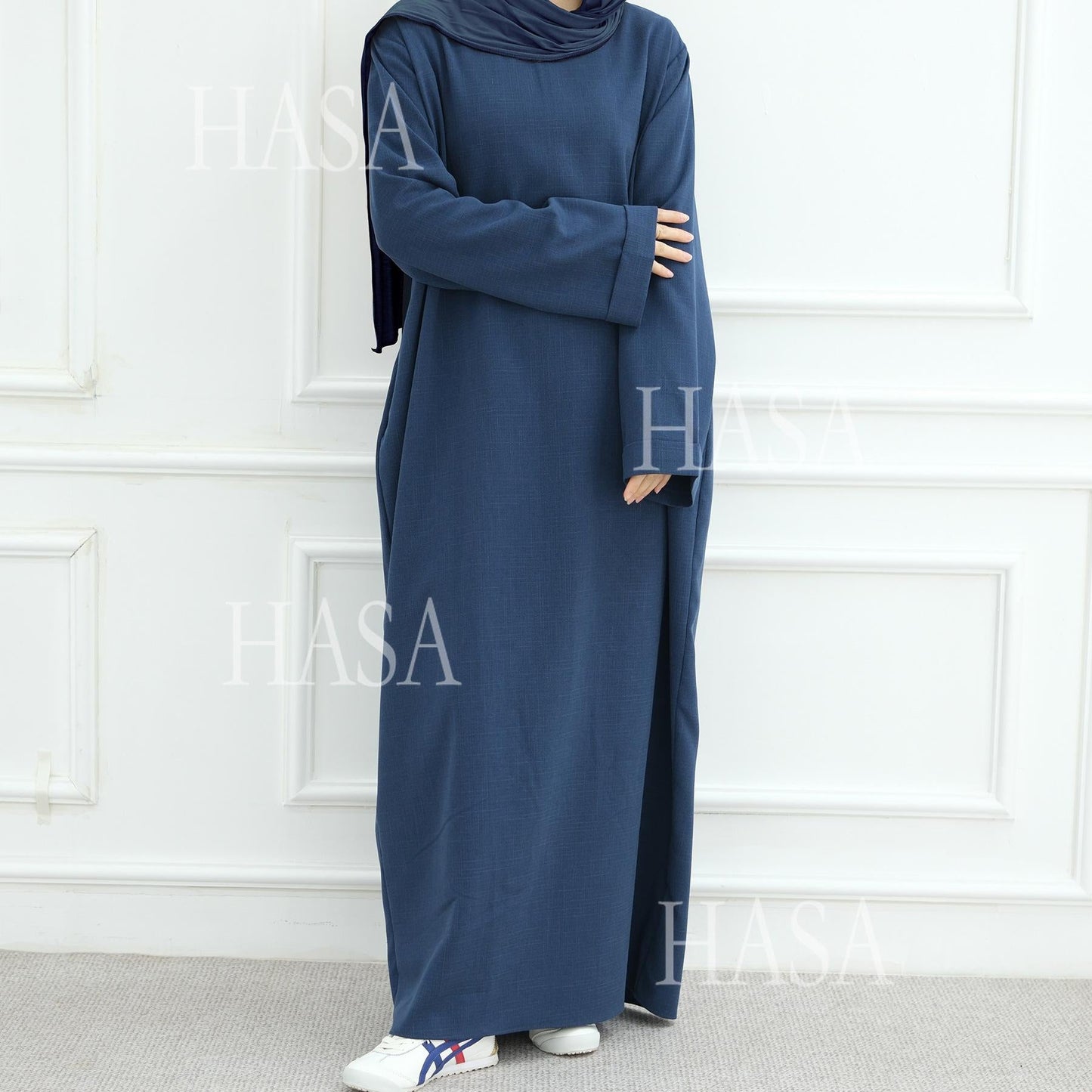 HA6577 Women's Solid Color Two-piece Long Skirt with Shawl Abaya