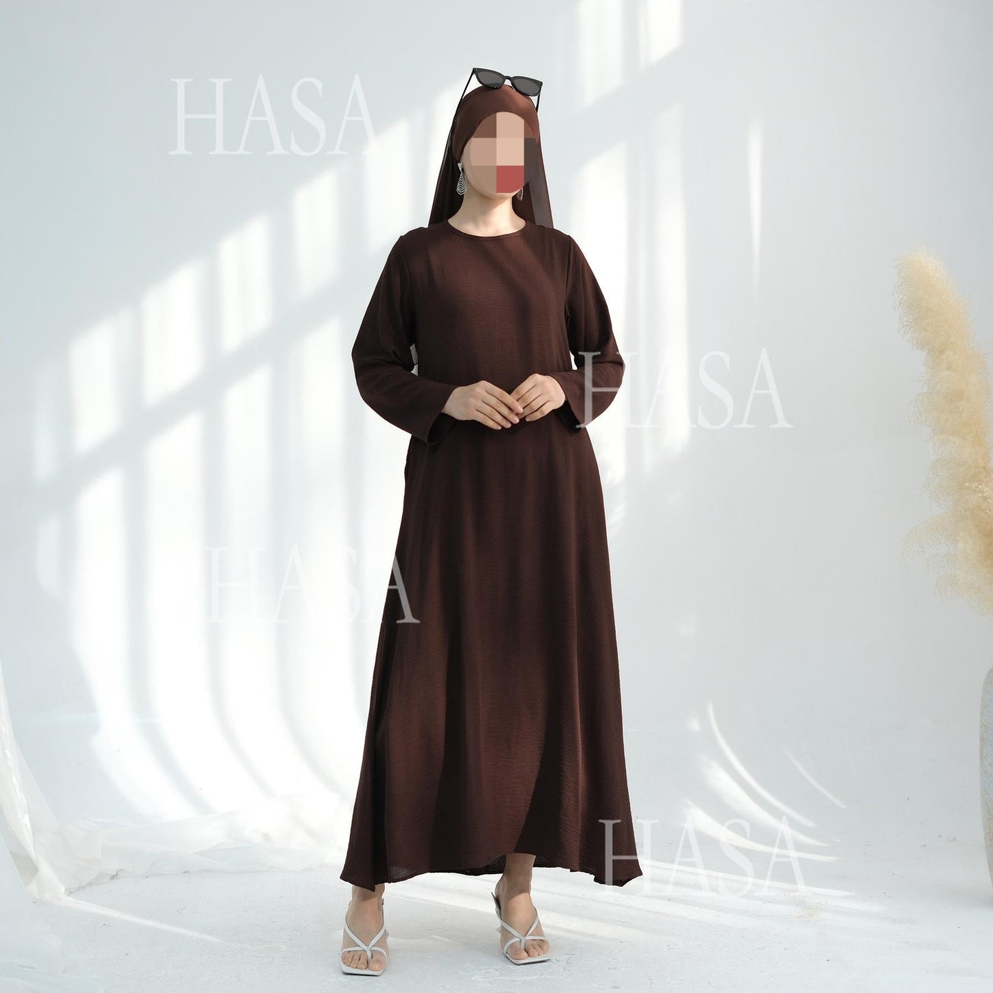 HA6513 Double-layered sleeve chiffon cardigan two-piece robe abaya (headscarf not included)