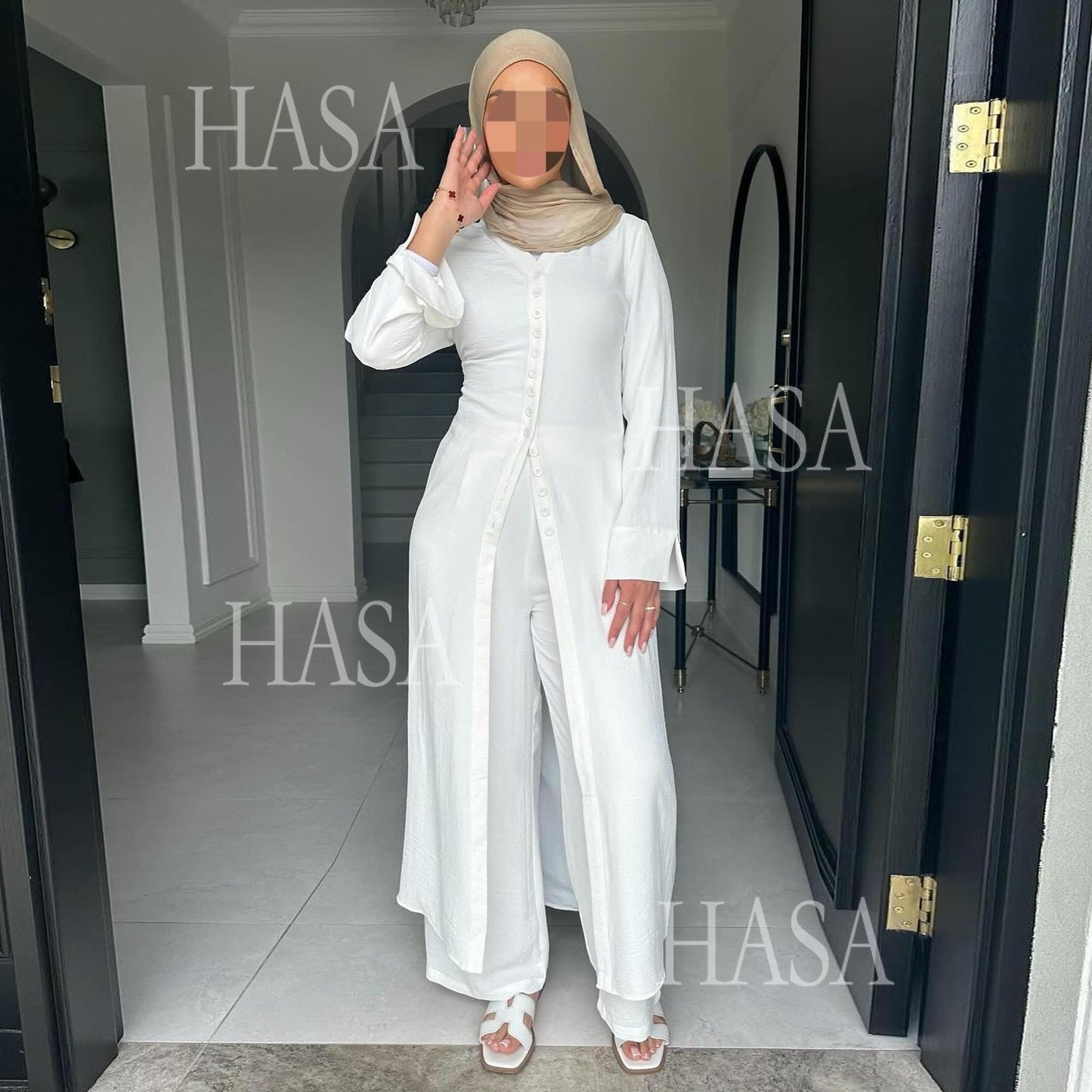 HASA HA5869 Summer Cool Two-piece Suit-multi-color Button Design