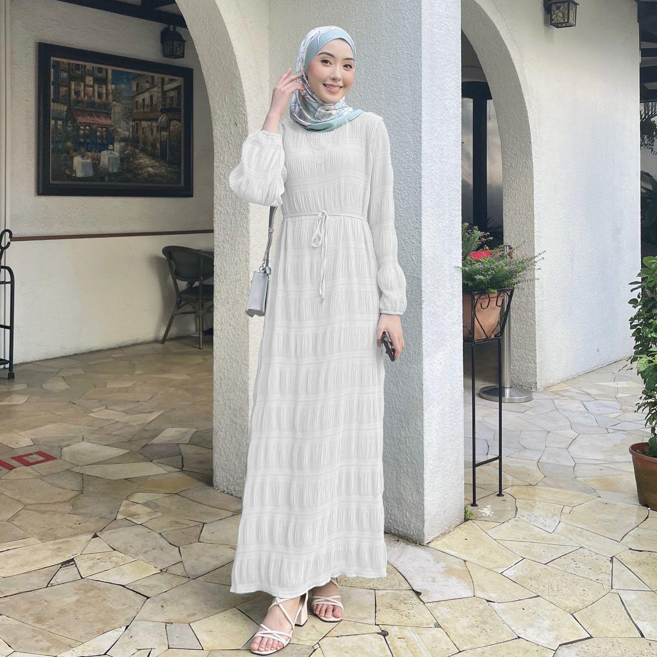 HAYA HAYA1049 Long Chiffon Pleated Dress