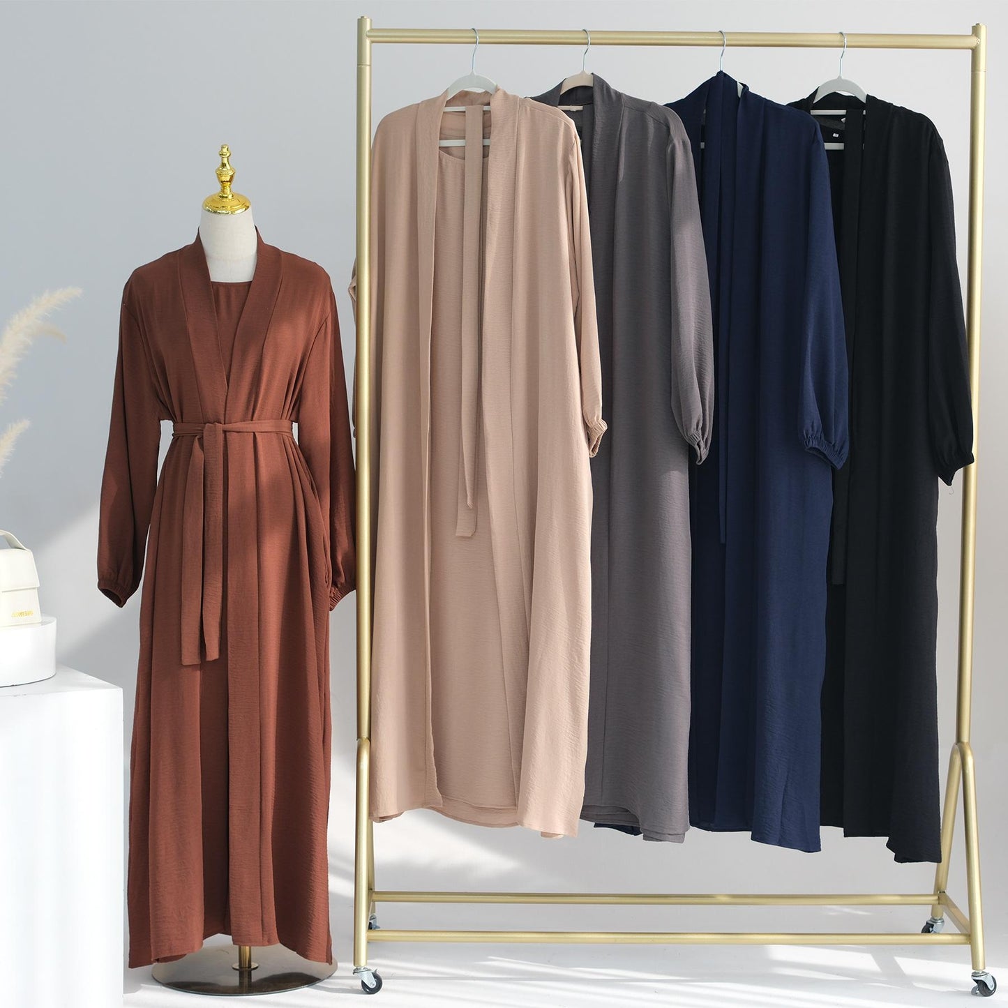 HAYA HAYA0995 3pcs Cardigan+without  Sleeves Inner Dress+Hijab