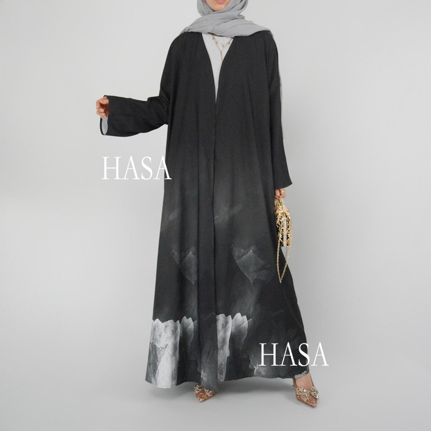 HA6324 Artistic Ombré BrusHAtroke Summer Kimono Abaya