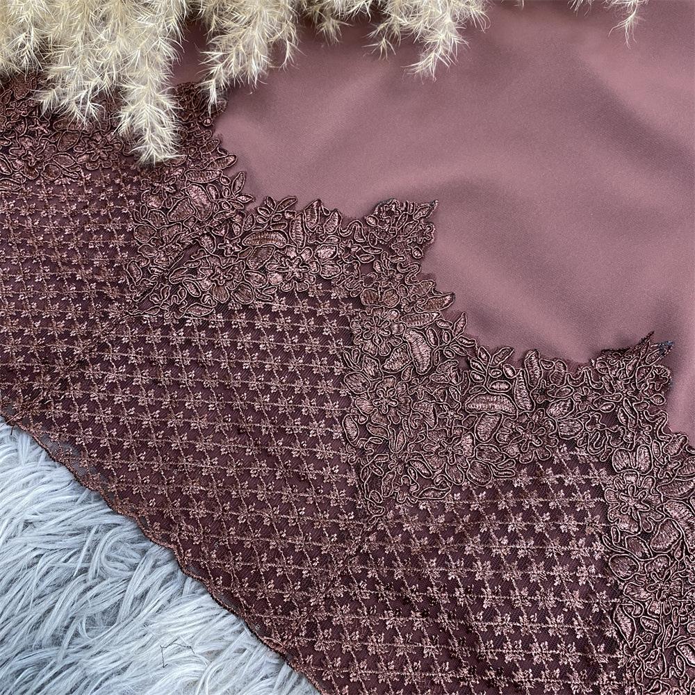 HAYA HAYA1084 Muslim Fashion Lace Robe Dress