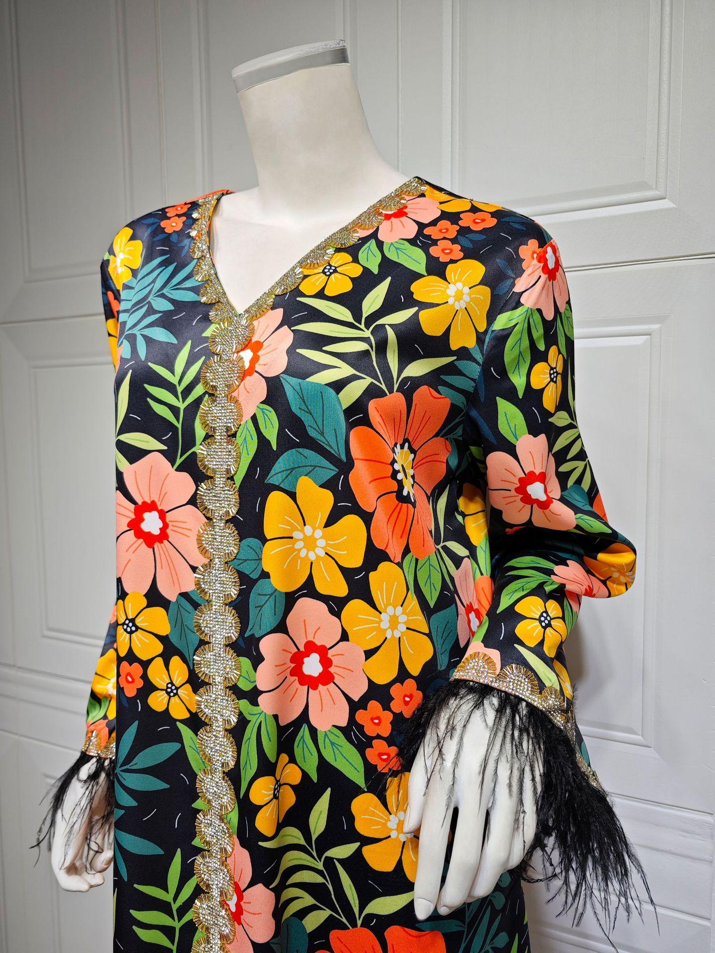 HAYA HAYA1078 Printed Diamond Camel Hair Dress