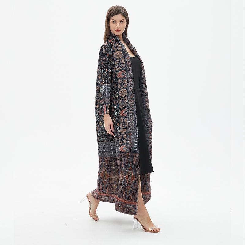 HS6727 Multicolor Printed Abaya with Traditional Motifs