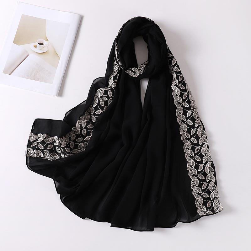 HAYA HA1130 Pearl Chiffon Lace Headscarf