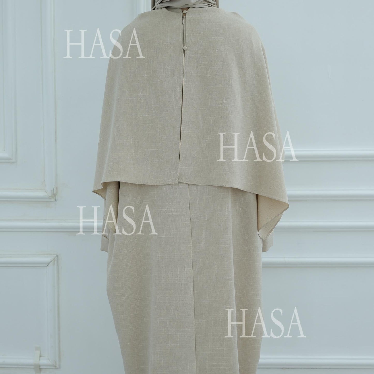 HA6577 Women's Solid Color Two-piece Long Skirt with Shawl Abaya