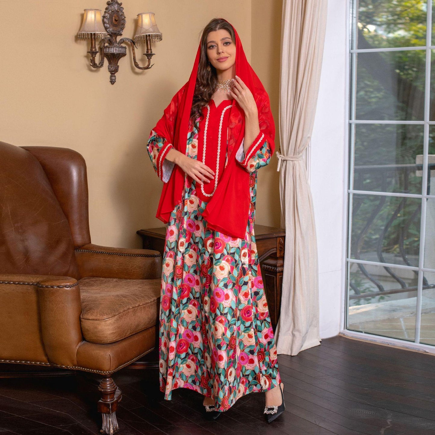 HAYA HAYA1073 Fashionable Embroidered Dress