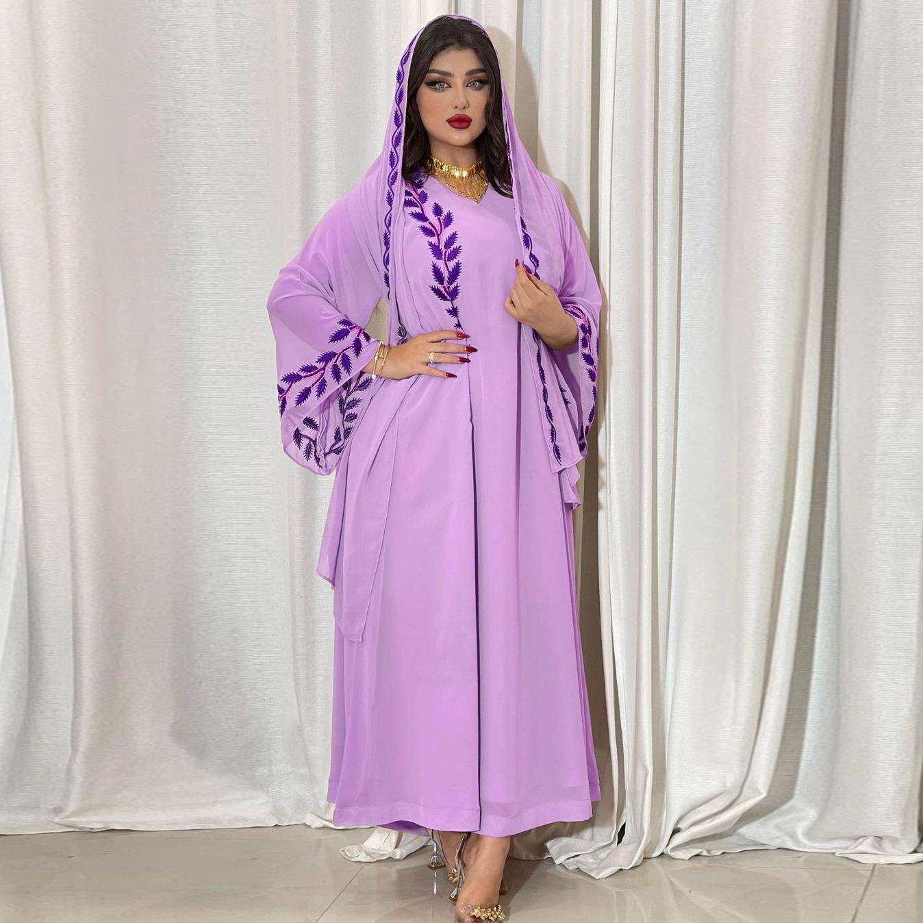 HAYA HAYA1050 2pcs Chiffon Long Muslim Dress with Hijab