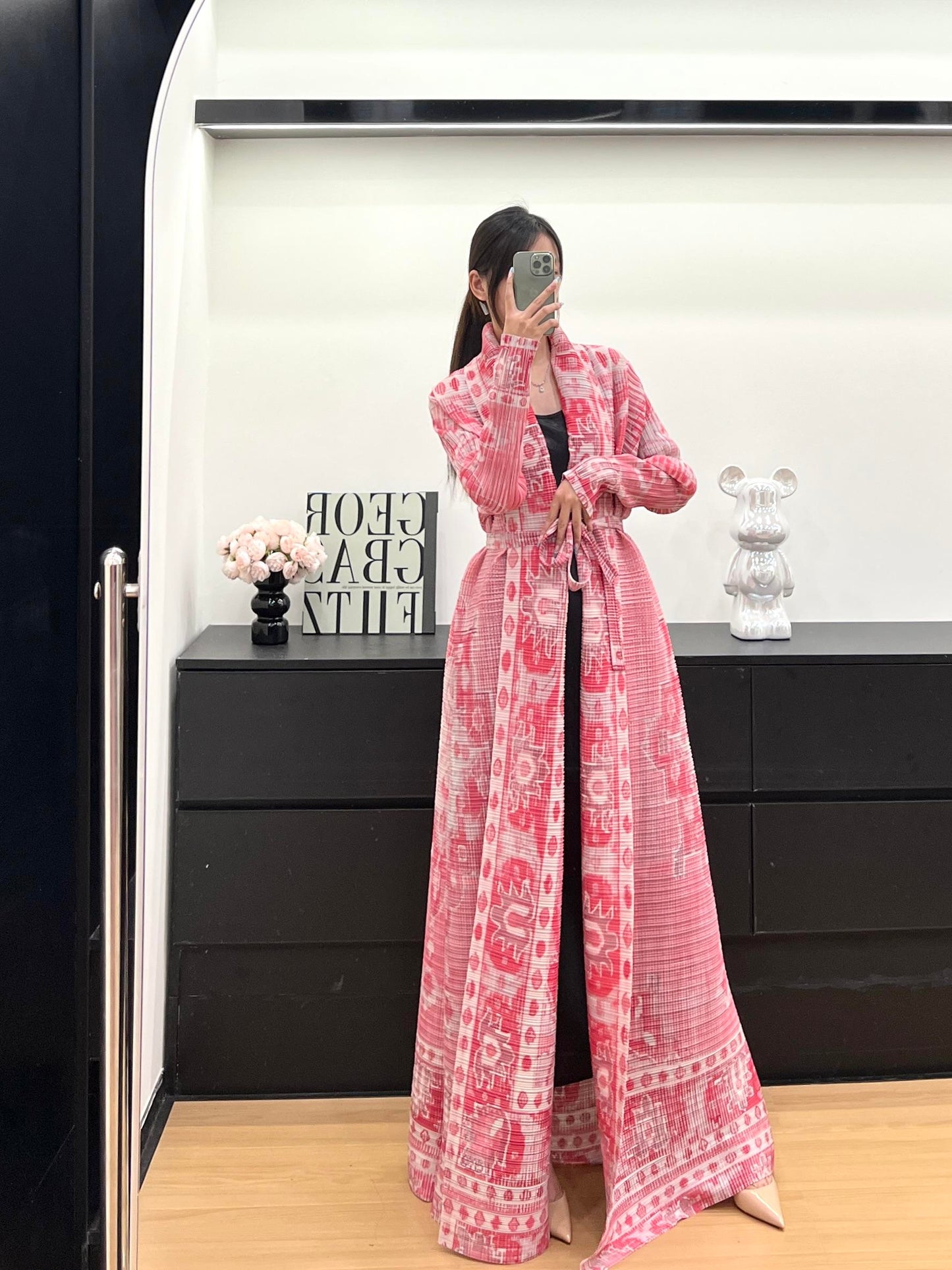 HS6711 Ethereal Pink , Elevated Abaya Style with Artistic Prints