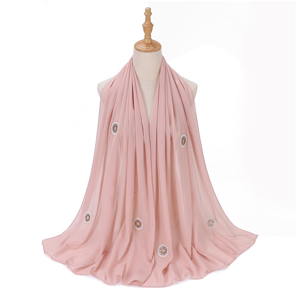 HAYA HA1126 Pearl Chiffon Baotou Scarf