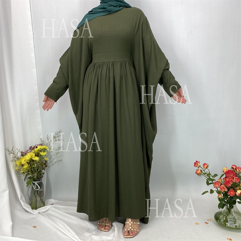 HA6586 Loose Turkish Pleated Dress, Fashionable Long Design