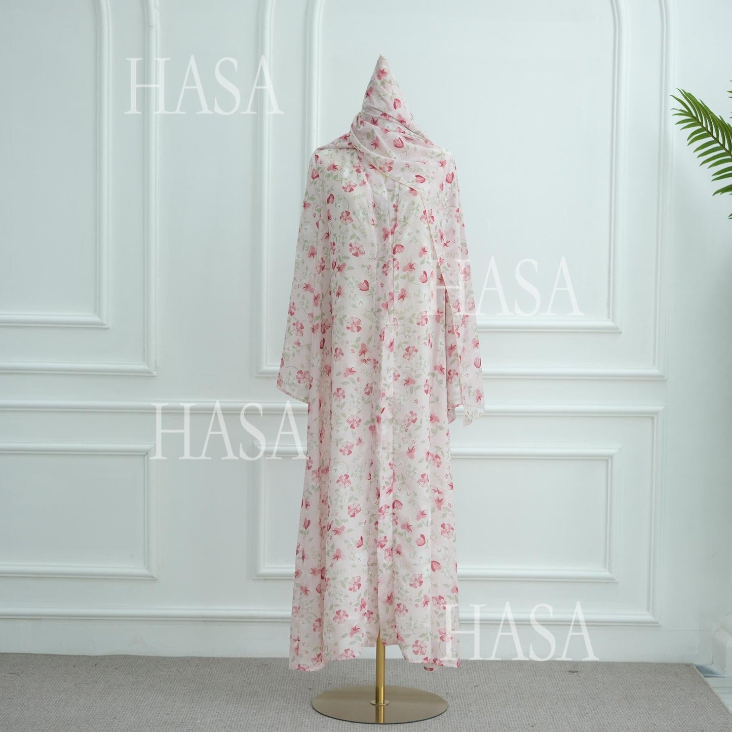 HA6515 Summer Printed Chiffon Jacket and Headscarf Two-Piece Set