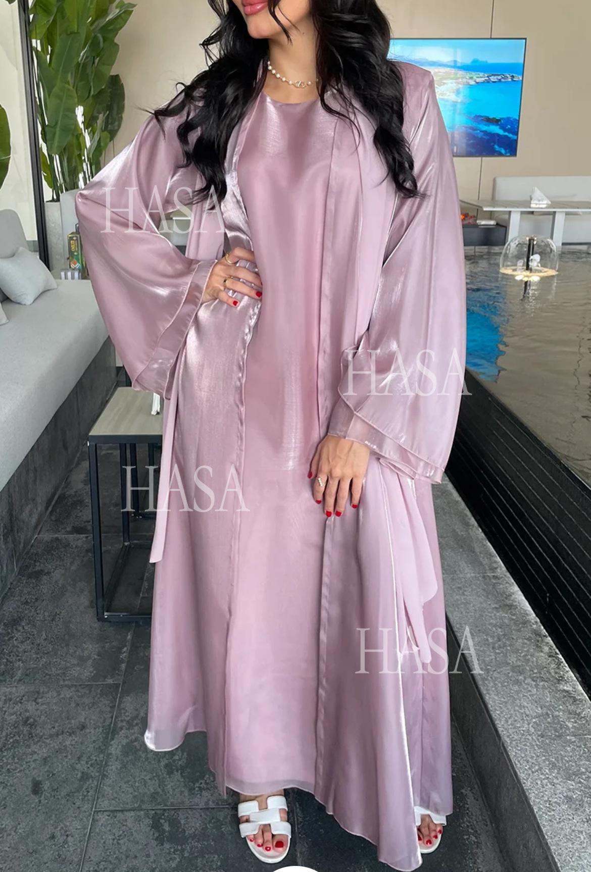 HA6579 Women's Purple Organza Two-Piece Robe (Long Skirt + Jacket)