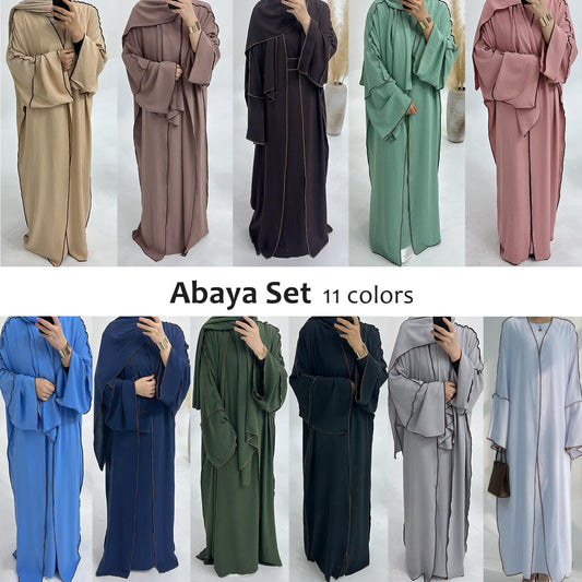 HAYA HA1182 3pcs Set Crepe Inner Dress and Cardigan and Hijab