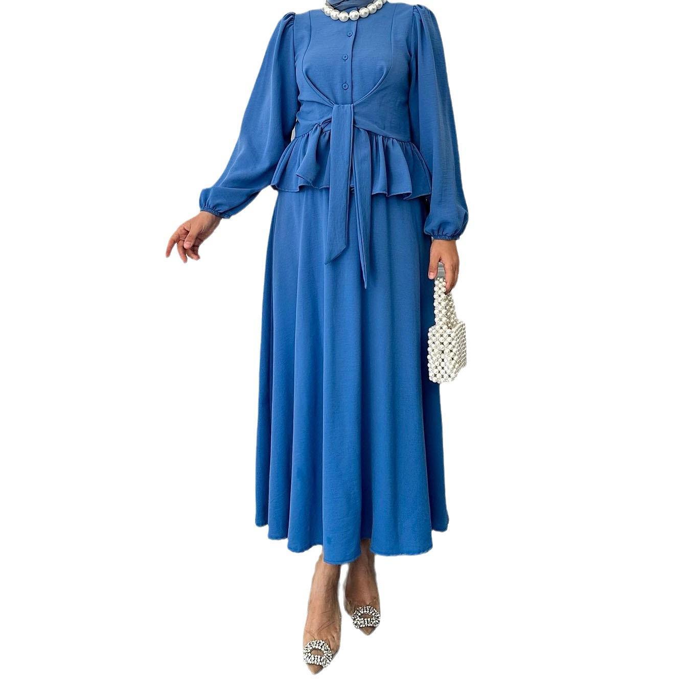 HAYA HAYA0825 2pcs Set Long Sleeve Shirt with Dress