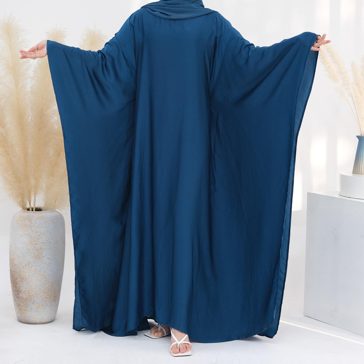 HAYA HA1174 Waist Raging Bat Sleeves Dress Crepe Kaftan