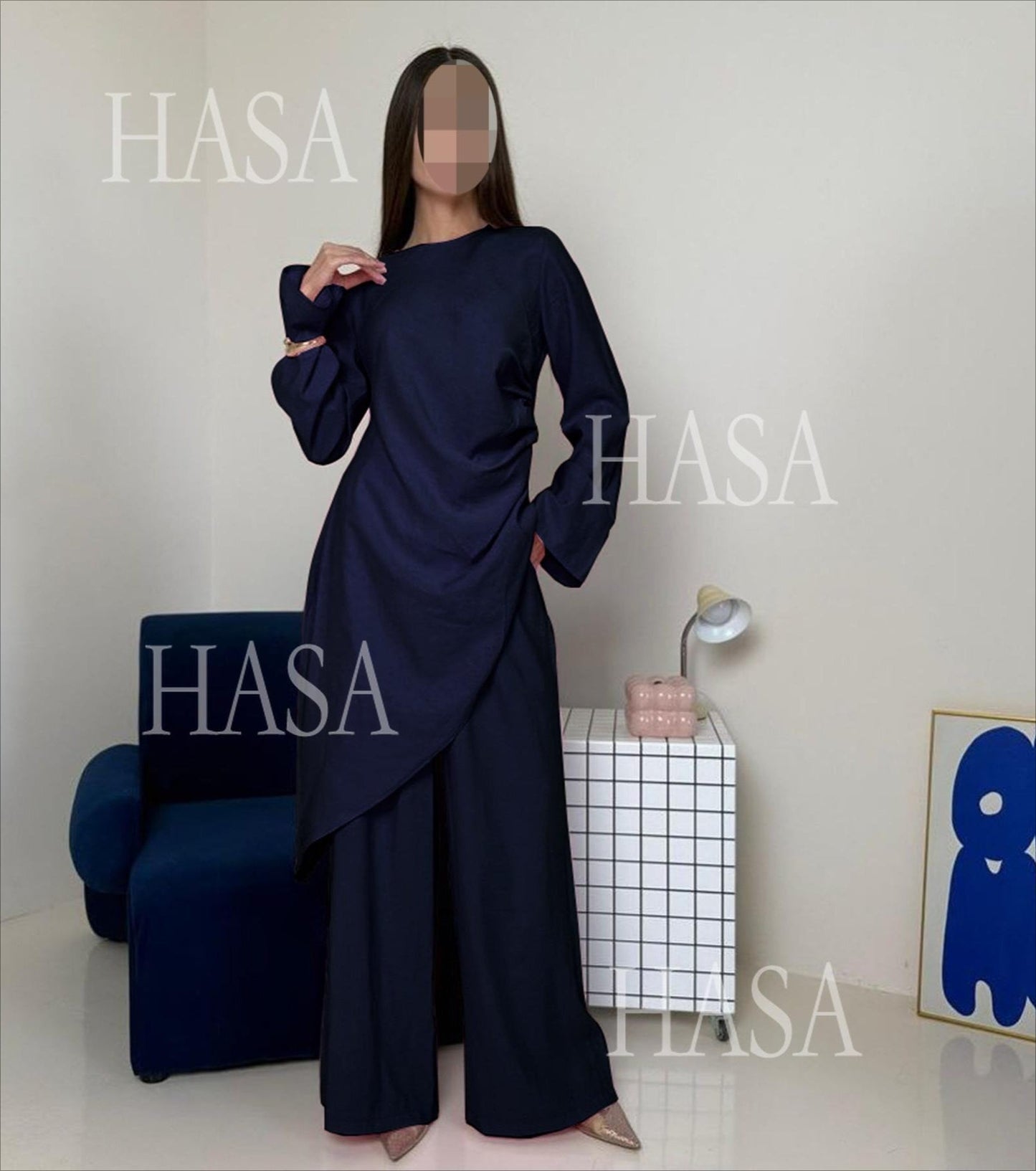 HA6606 Asymmetrical two-piece tunic (with optional headscarf)