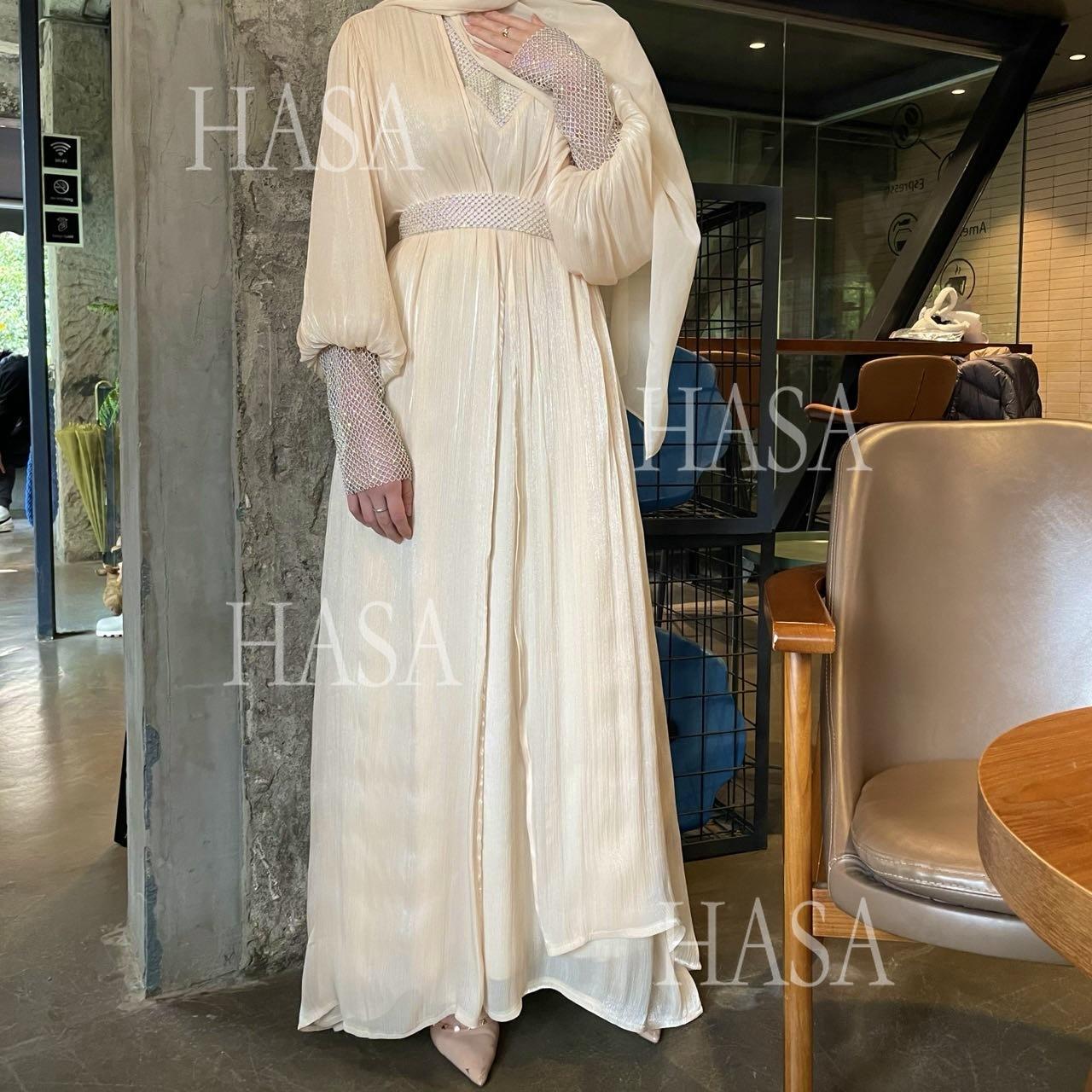 HA6481  Chiffon Robe 4 - Piece Set for Graceful Look