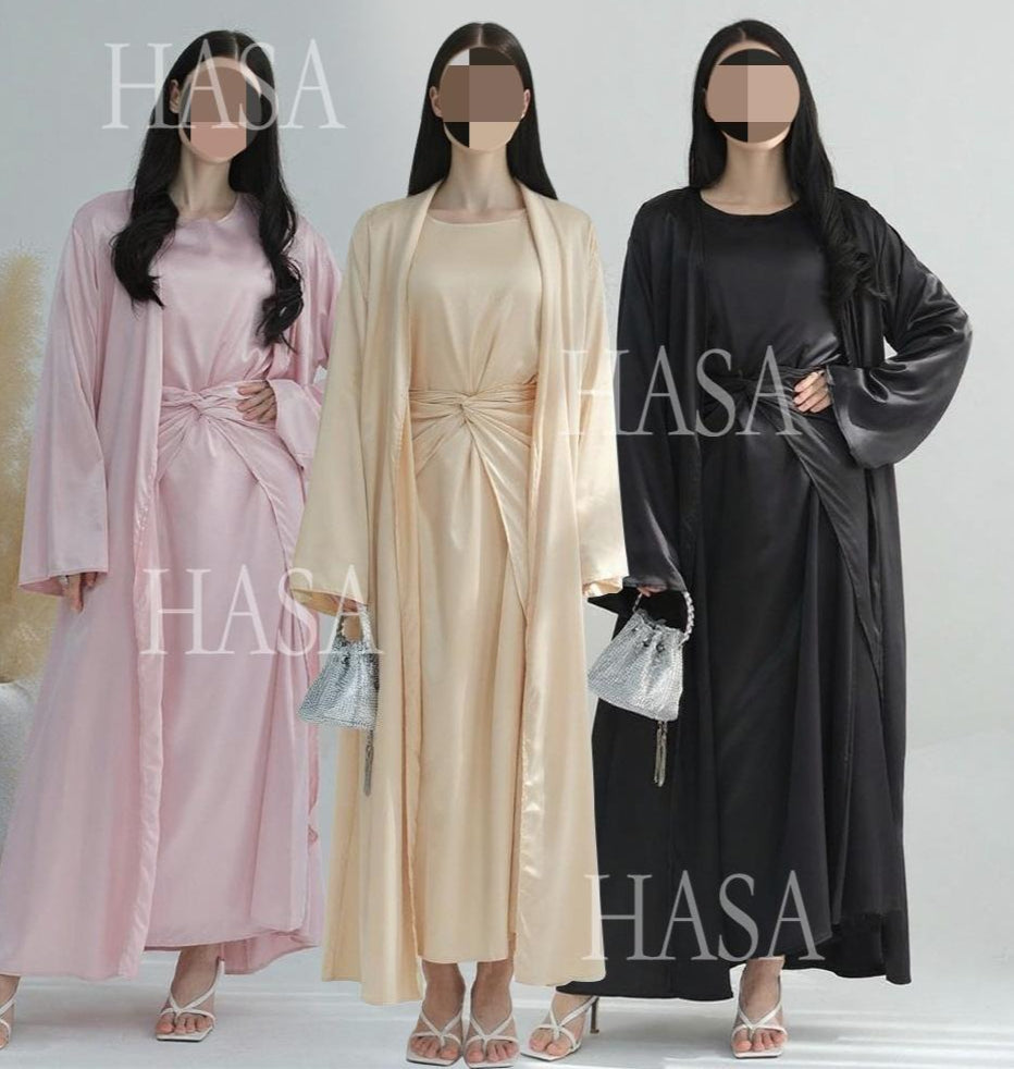 HA6581 Solid color three-piece women's long skirt suit