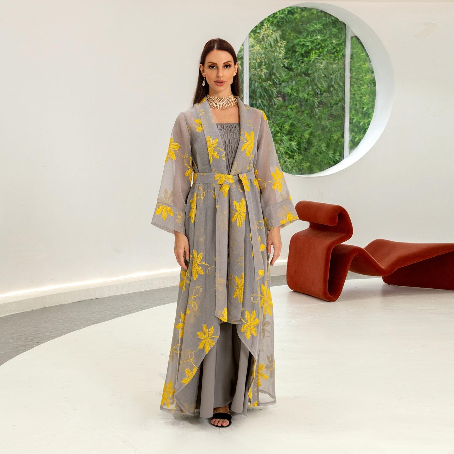 HAYA HAYA1076 2pcs Inner Dress  with Cardigan