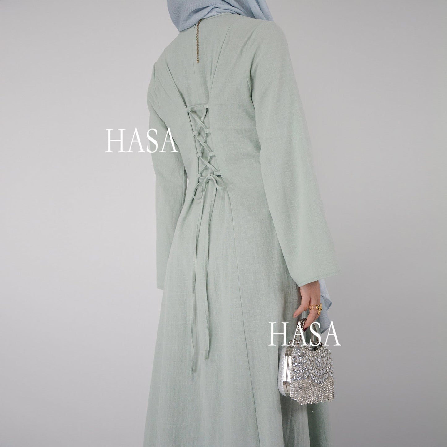 HASA HA5866 Elegant Long Skirt with Tie Waist and Wide Swing Design