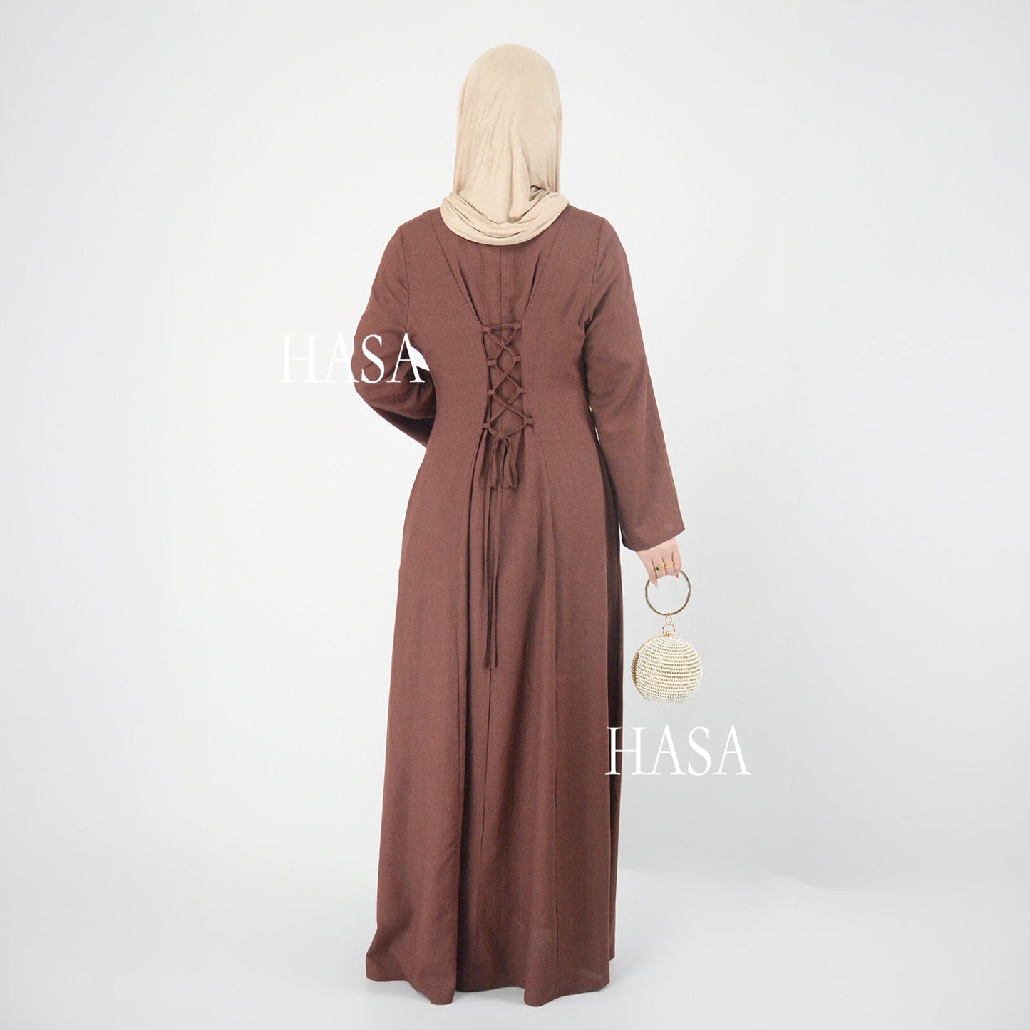 HASA HA5866 Elegant Long Skirt with Tie Waist and Wide Swing Design