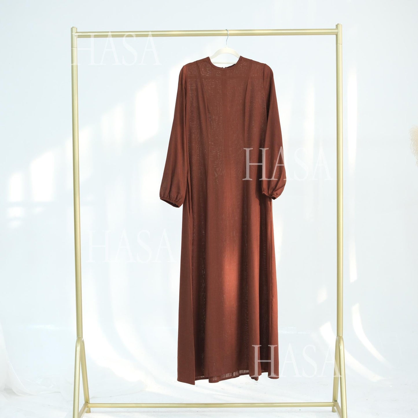 HASA HA5868 Solid Color Swing Comfortable  Dress Robe Waist Cinching