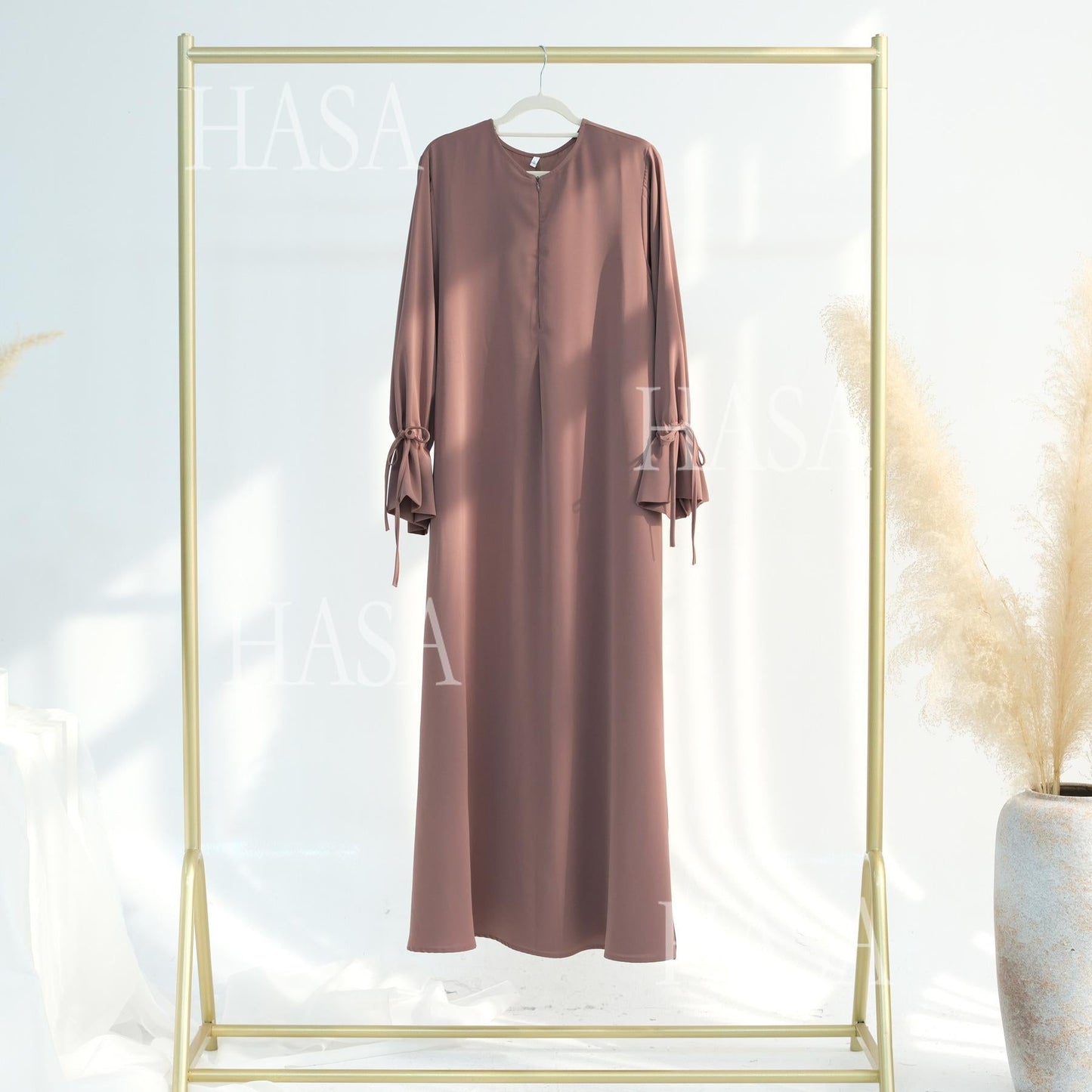 HA5861 Solid Color Sleeve Robe (without Headscarf), Elegant Temperament Instantly abaya girl