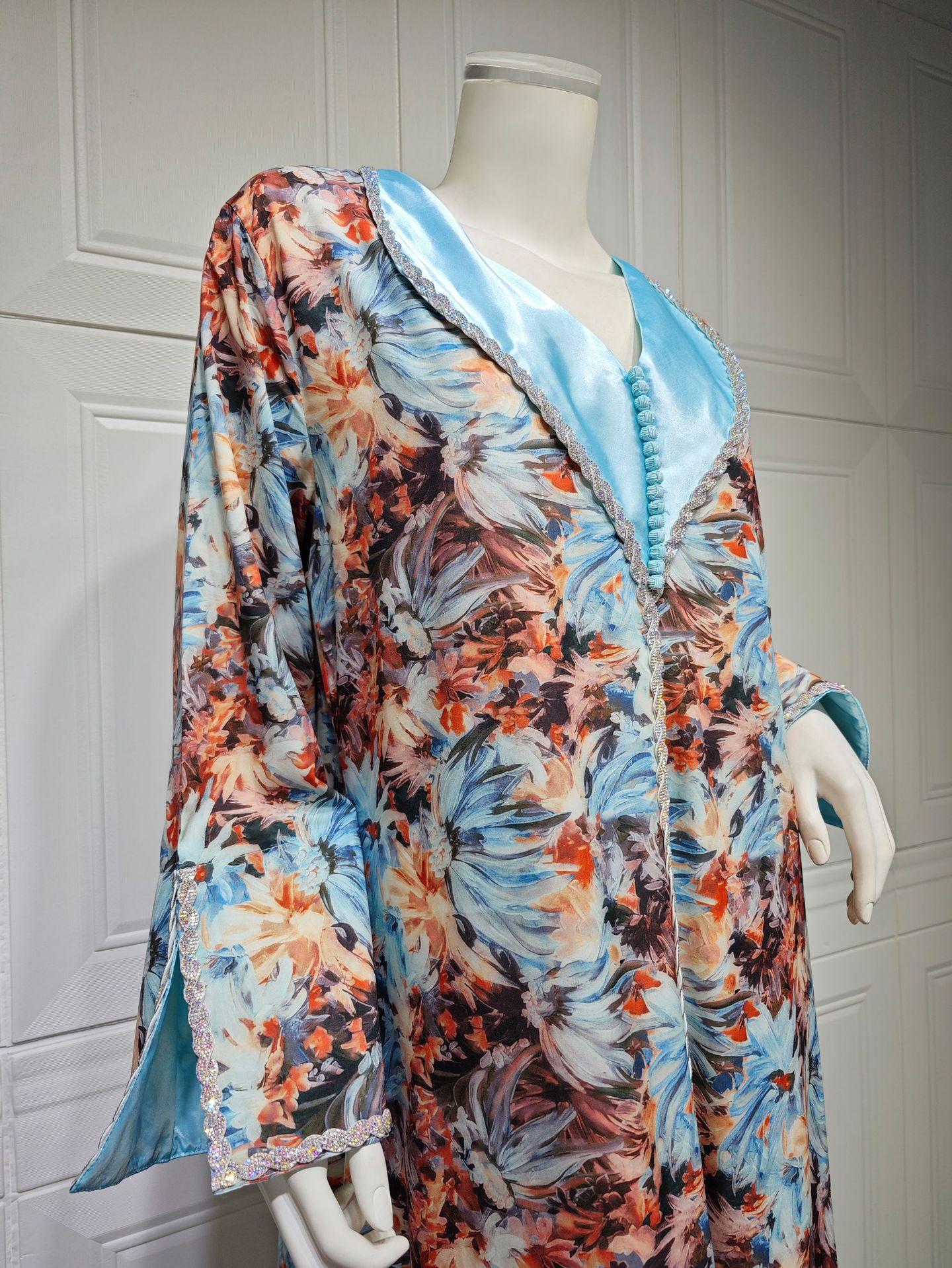 HAYA HAYA1070 Fashionable Printed Diamond Set Robe