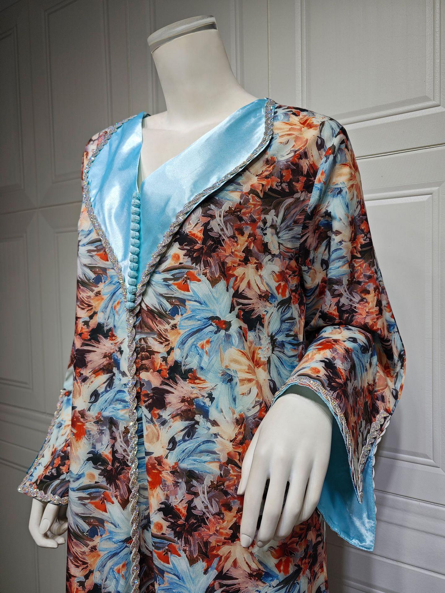 HAYA HAYA1070 Fashionable Printed Diamond Set Robe