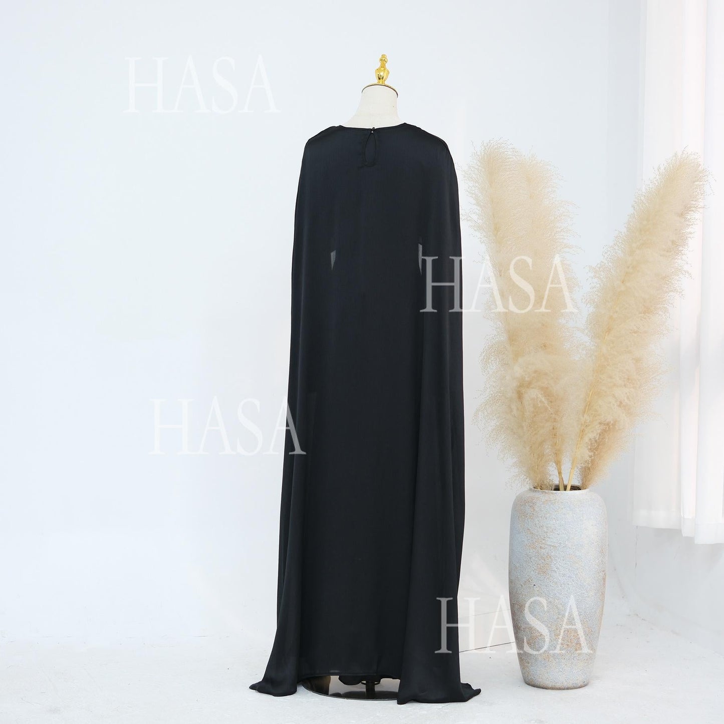 HA5870 Elegant drape two-piece robe dress-Light luxury street style abaya girl