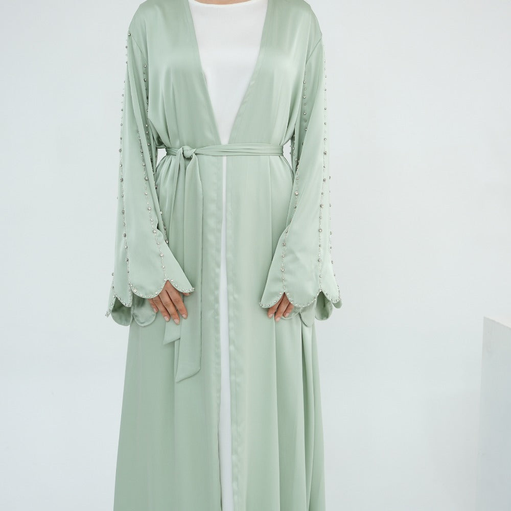 HA6602 Fully hand-beaded long cardigan jacket (headscarf not included)