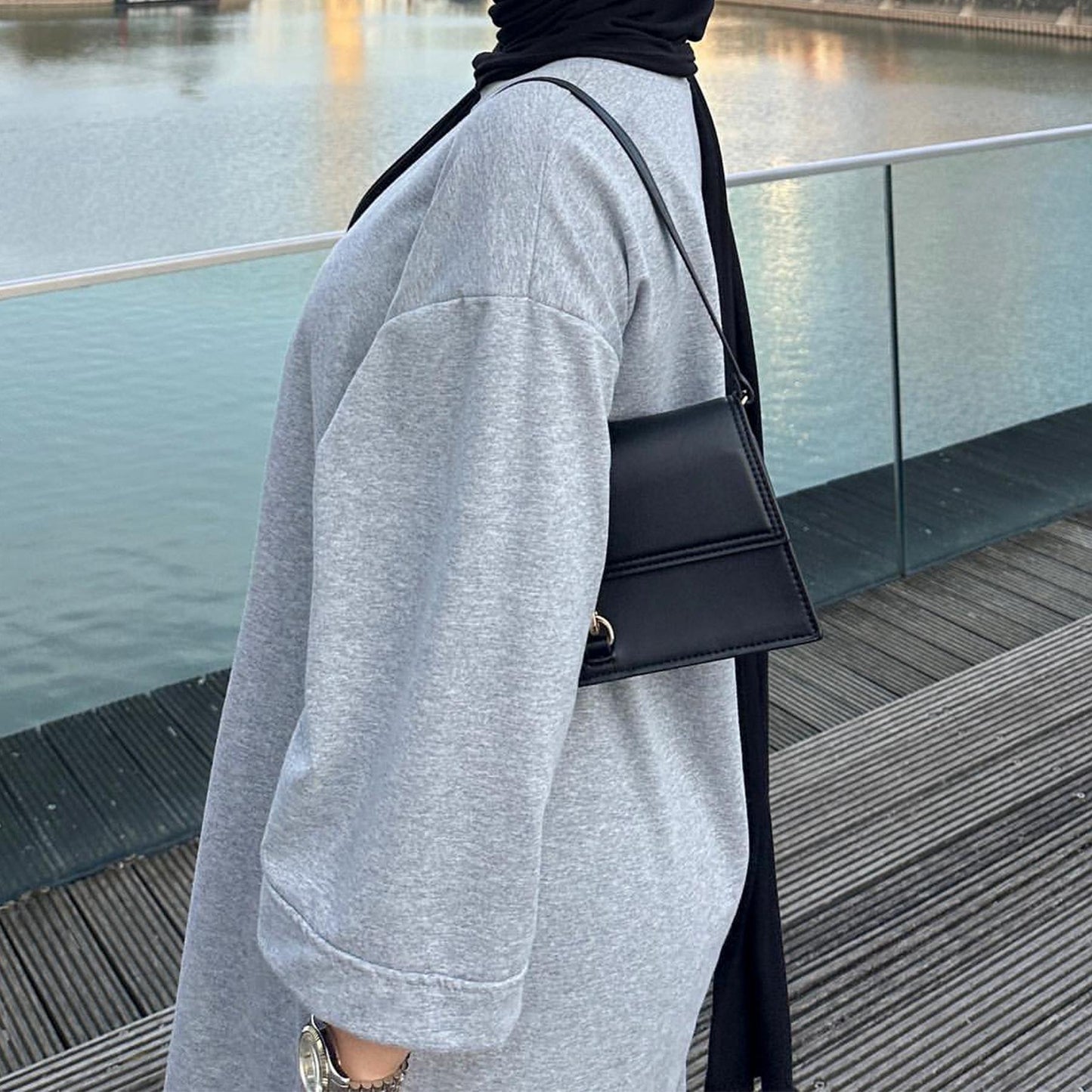 HAYA HAYA1089 Solid Color Hoodie Dress