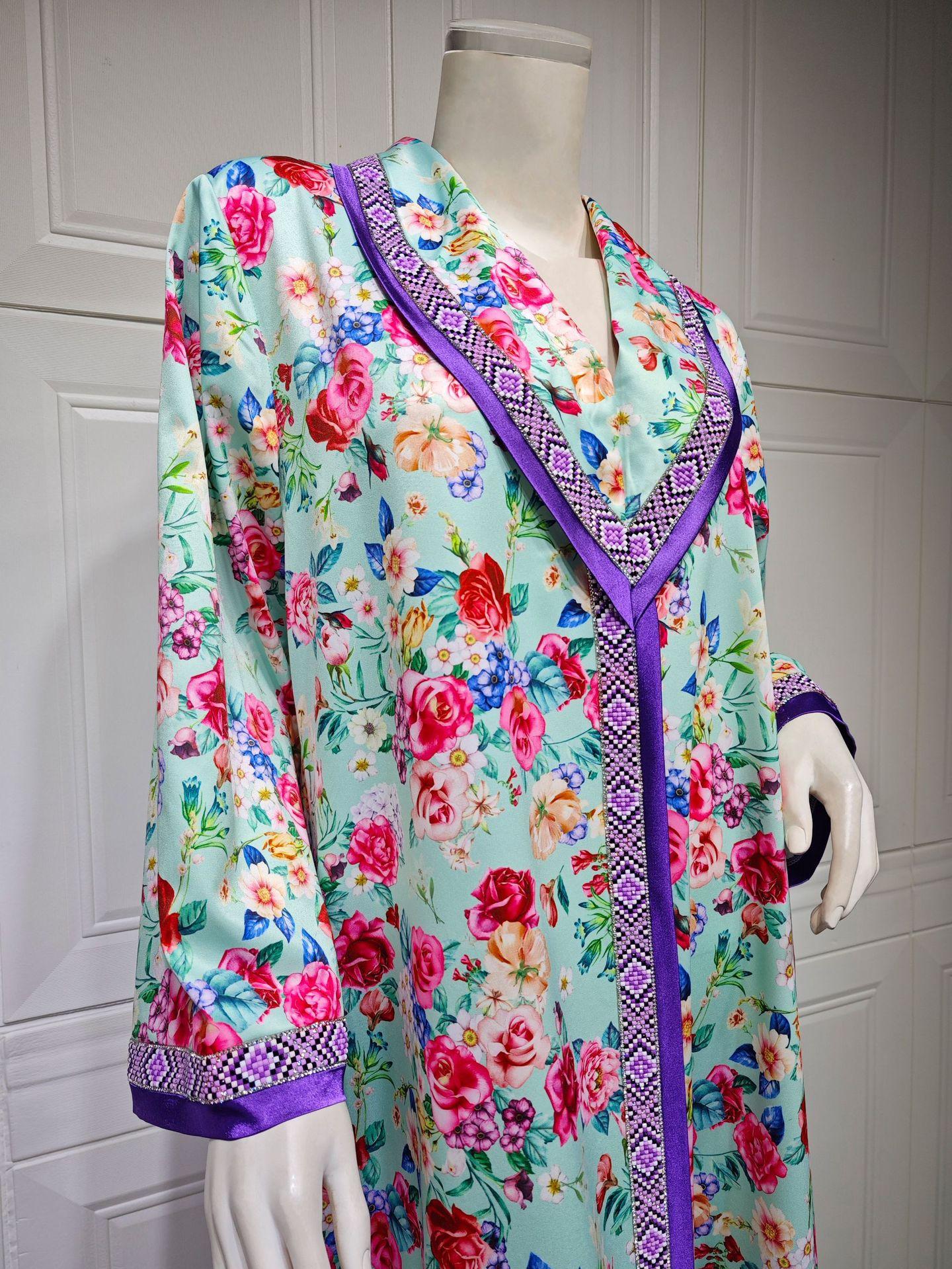 HAYA HAYA1079 Fashion Printed Hot Diamond Dress