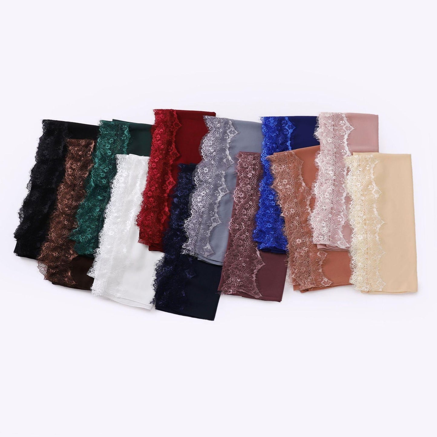 HAYA HA1119 Chiffon Lace Edge Headband Hijab