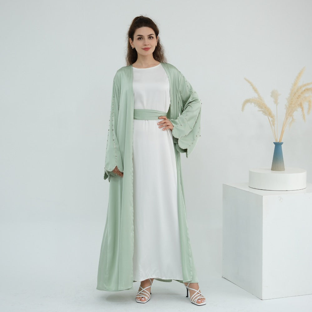 HA6602 Fully hand-beaded long cardigan jacket (headscarf not included)