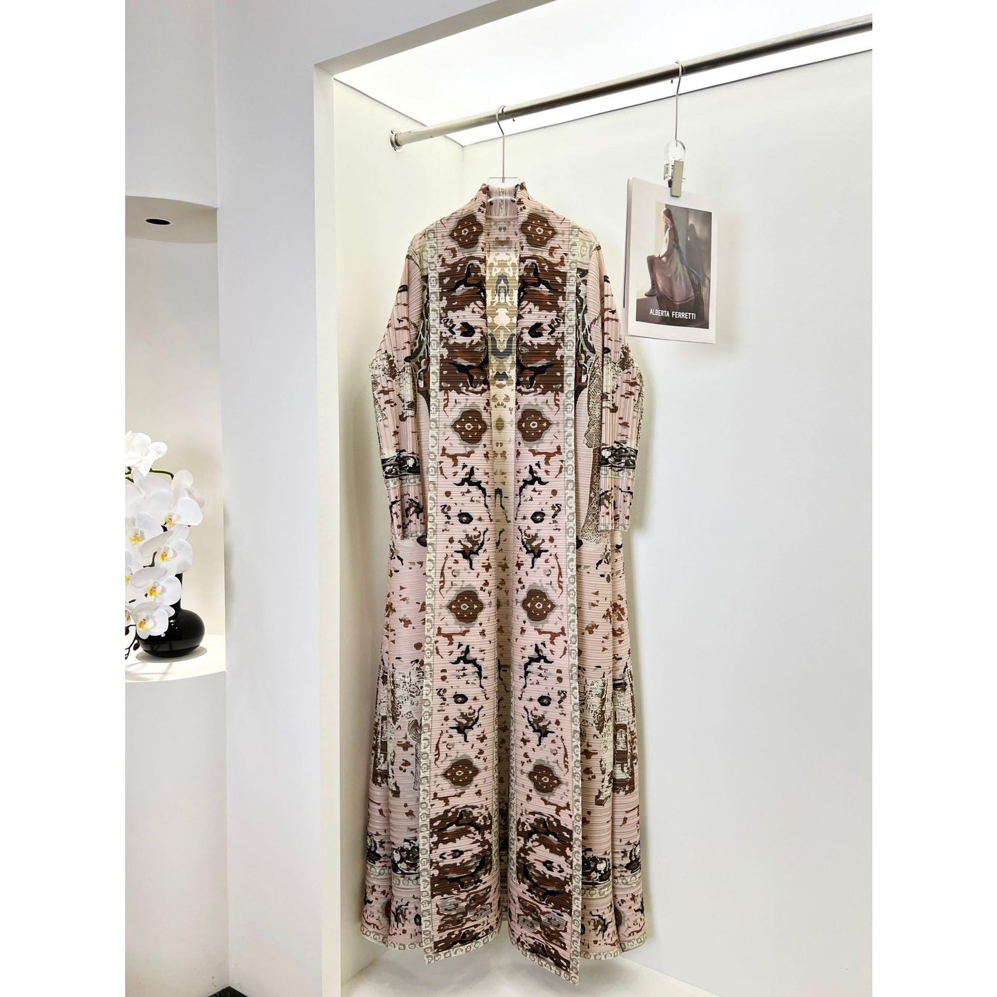 HS6719 Blush Tapestry  Pink Abaya with Intricate Traditional Prints