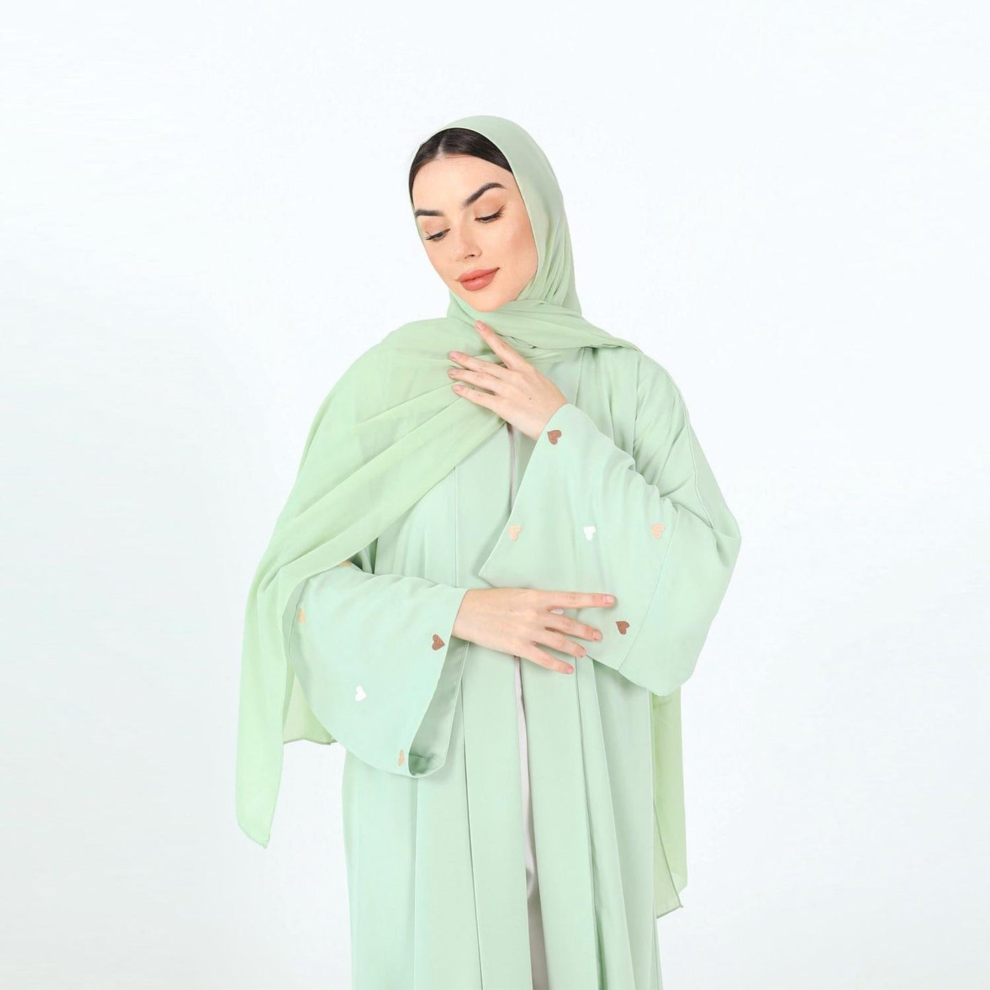 HA1502 Macaroon Color Summer Thin Sleeve Heart Embroidered Robe Cardigan