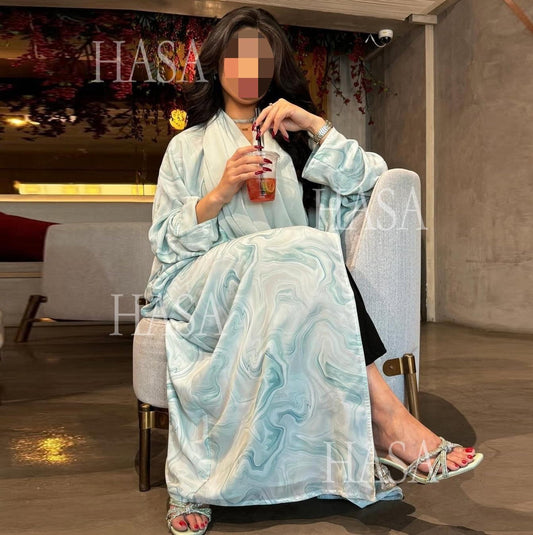 HA6635 Abaya chiffon printed two-piece set (including headscarf)