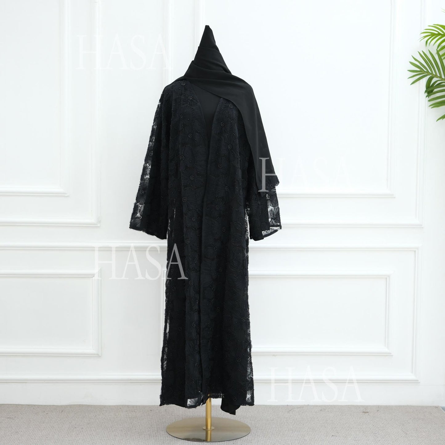 HS6625 Dreidimensionale, Perlenbesetzte Strickjacke Mit Blumenmuster, Die Mit Einer Inneren Schicht Oder Einem Kopftuch Kombiniert Werden Kann.