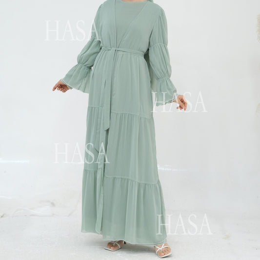 HA5881 Simple Two-piece Suit, A Dress Combination That Combines Comfort and Elegance closed abayas