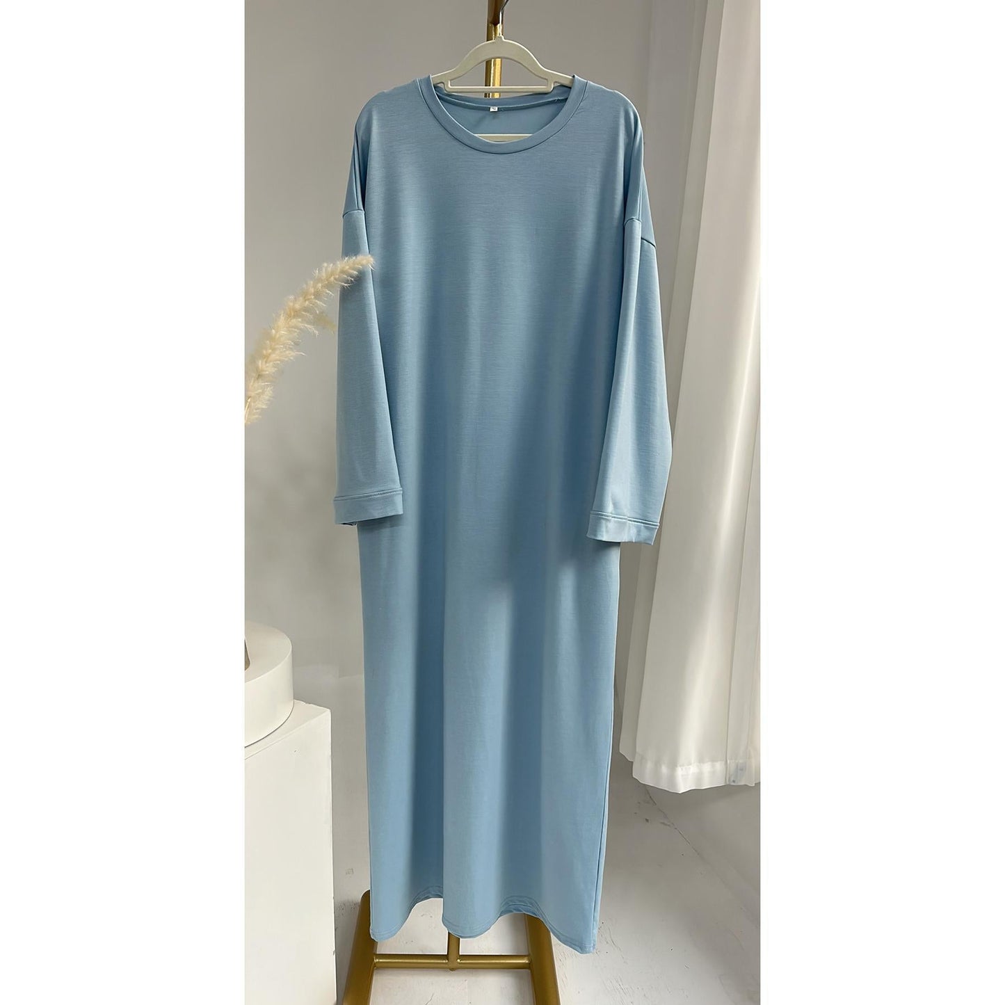 HAYA HAYA1089 Solid Color Hoodie Dress