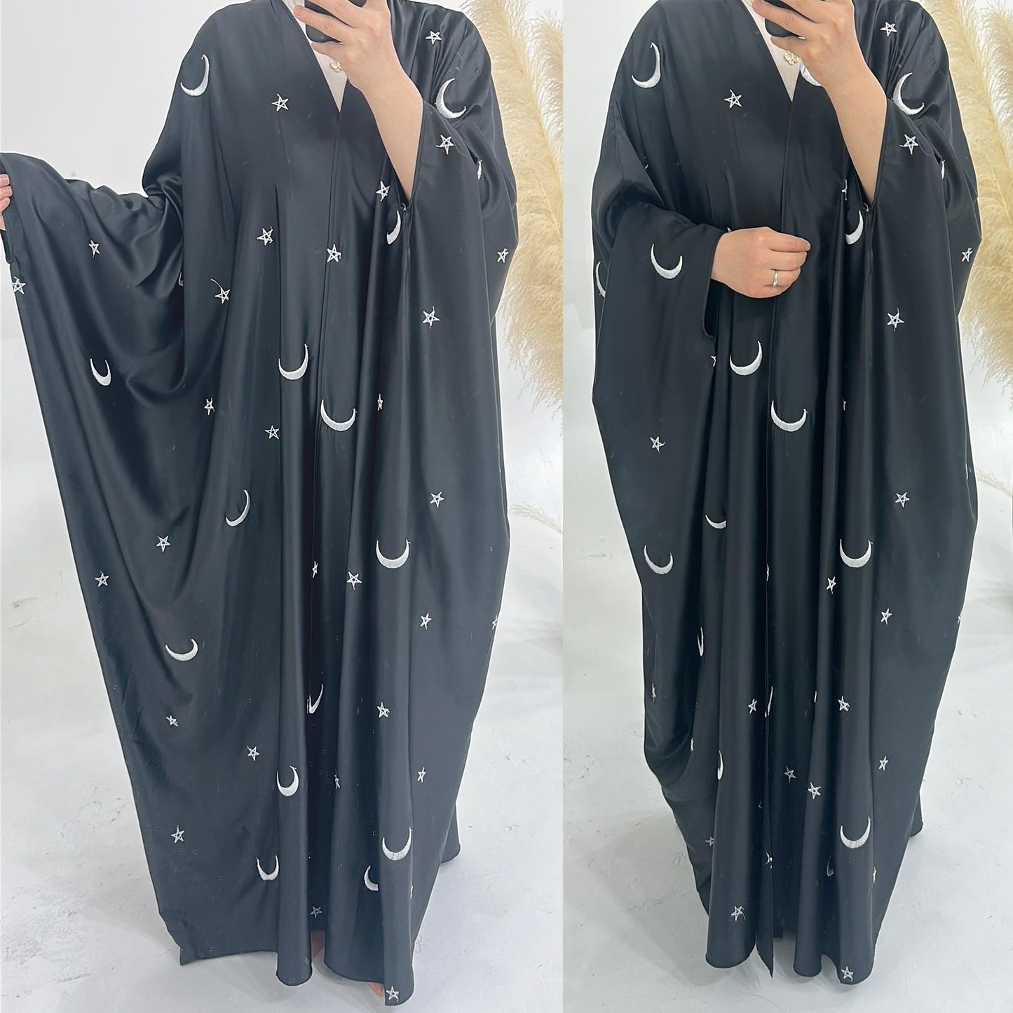 HAYA HA1171 Moon Embroidered Robe Kaftan Abaya