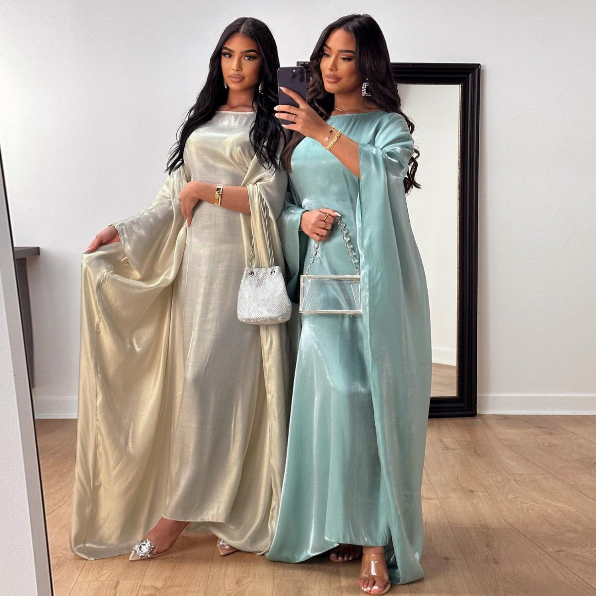 HA1348 Elegant Kaftan in Gold Cotton – 20 Vibrant Colors Available
