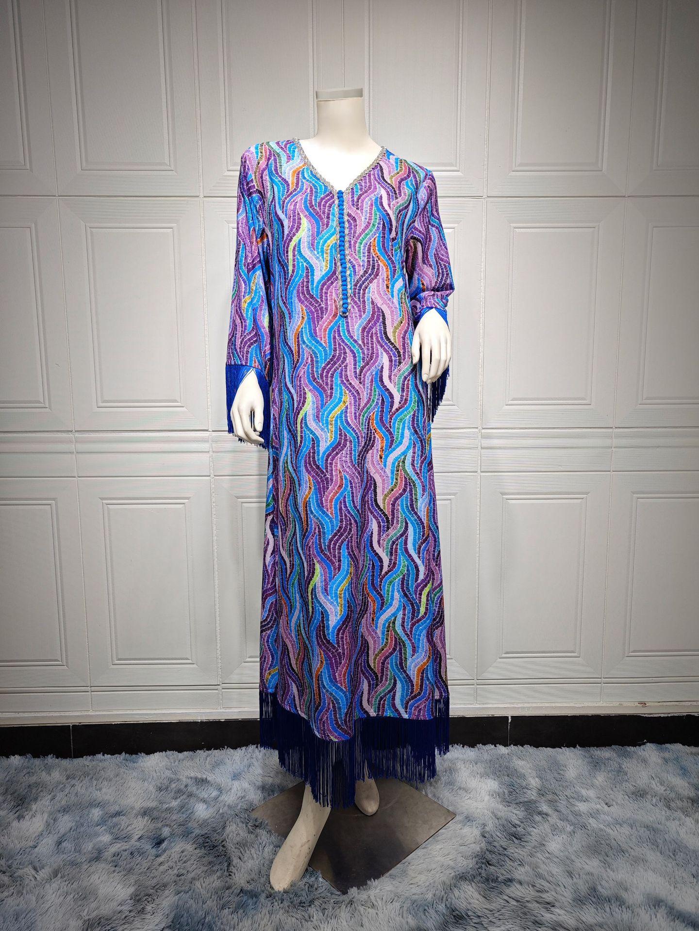 HAYA HAYA0521 Middle East Arab Dubai Muslim Robe Ladies Printed Casual Jalabiya Ethnic Clothing