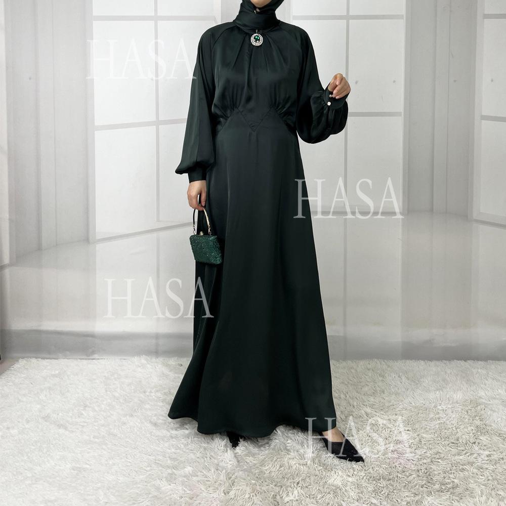 HS5859 High-end Silk Satin Robe (headscarf Not Included), Elegant Design Exudes Luxurious Texture