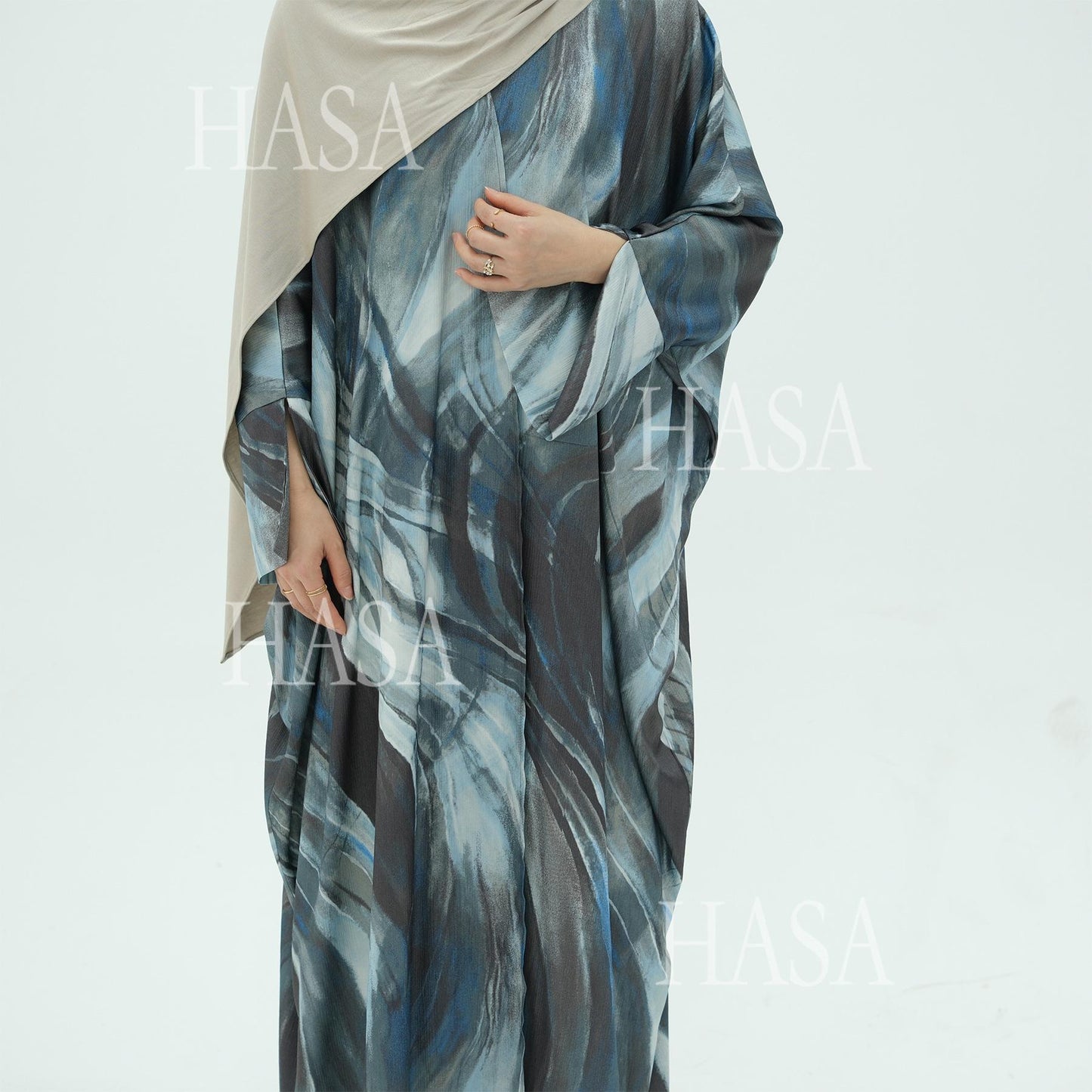HA6509 Abstract Printed Loose Abaya (Headscarf Not Included)